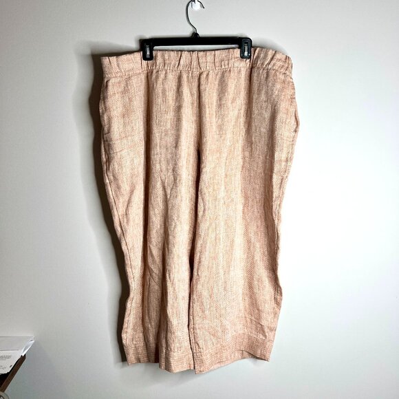 PureJill Light Tan Cropped Wide-Leg Pull On Lightweight Pants Vacation Beach 4X - Picture 1 of 4